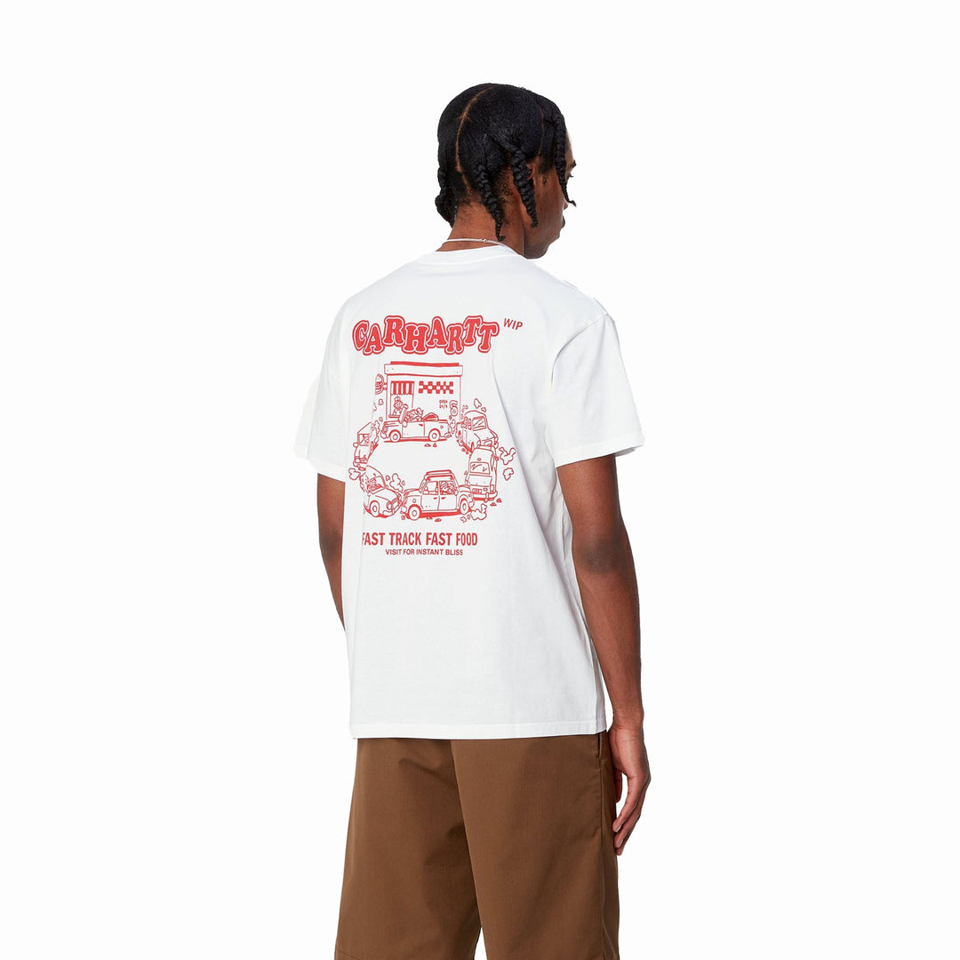 Carhartt WIP Fast Food T-Shirt White Red Model Back Image