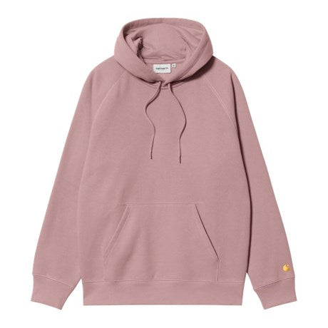 Carhartt WIP Hooded Chase Sweat Glassy Pink / Gold Glassy Front View Image