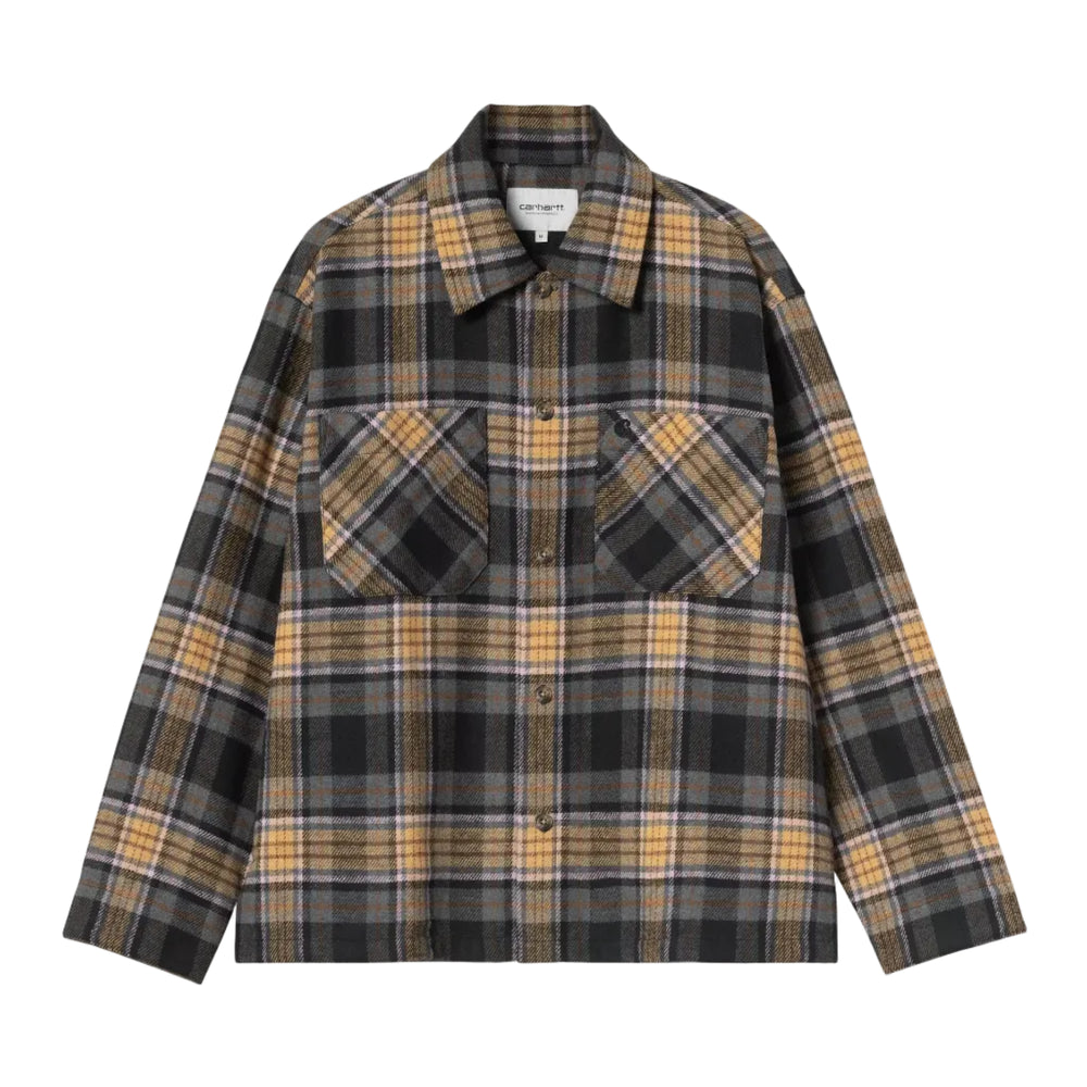 Carhartt WIP LS Parson Check Shirt Polyester Wool Dusty Hamilton Brown Front
