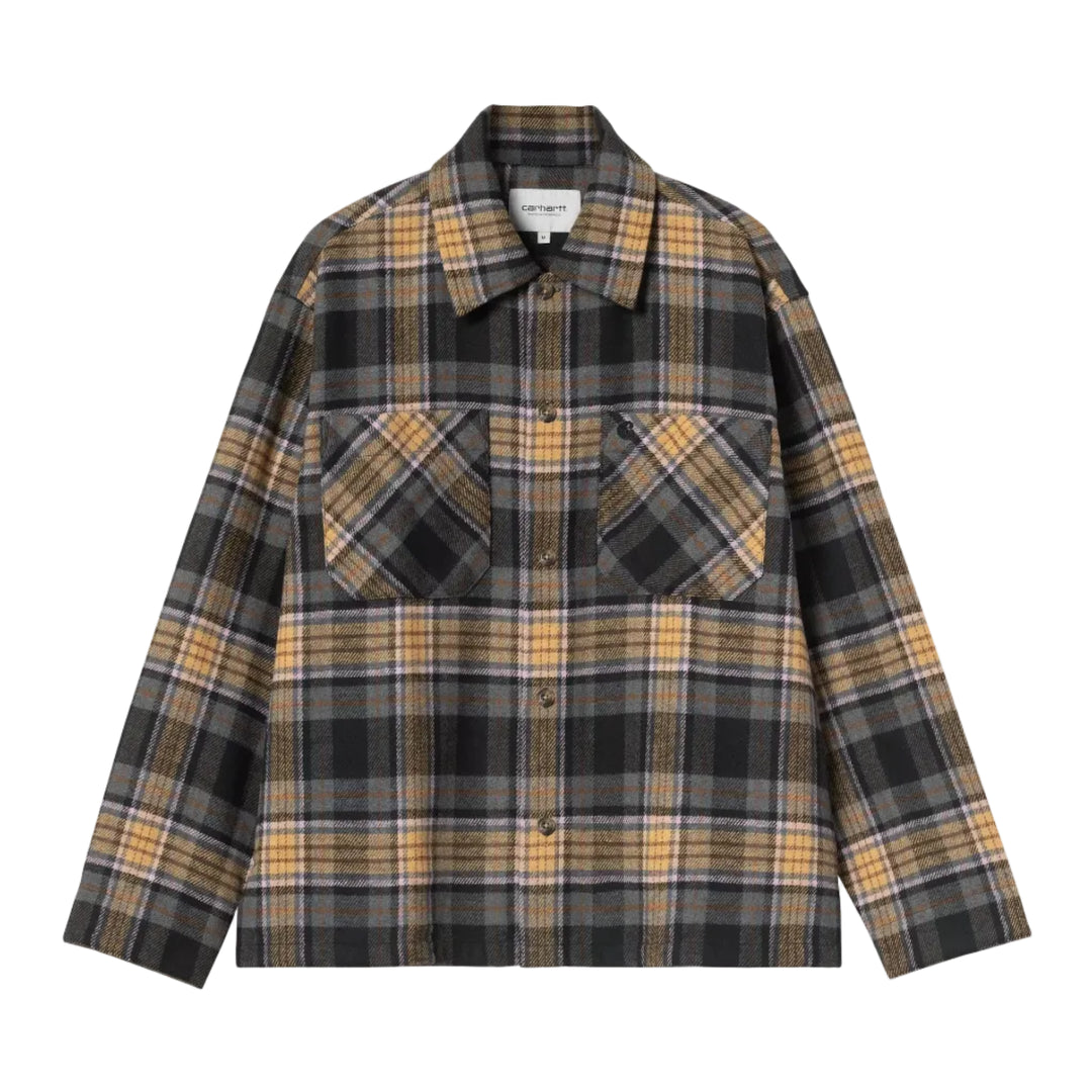 Carhartt WIP LS Parson Check Shirt Polyester Wool Dusty Hamilton Brown Front