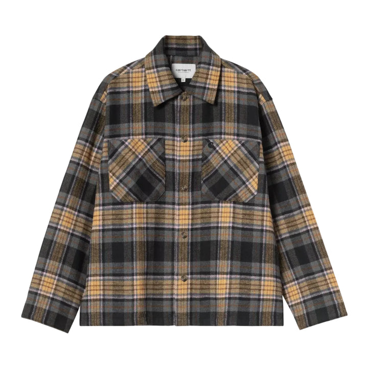 Carhartt WIP LS Parson Check Shirt Polyester Wool Dusty Hamilton Brown Front