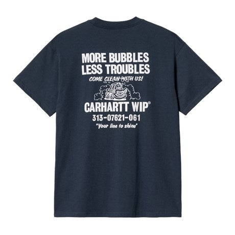Carhartt WIP Less Troubles T-Shirt Blue / Wax Back View Image