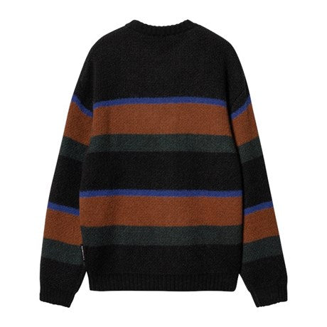 Carhartt WIP Merton Alpaca Mix Crew Sundling Stripe Heather Brown