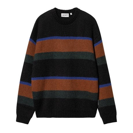 Carhartt WIP Merton Alpaca Mix Crew Sundling Stripe Heather Brown Front