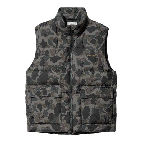 Carhartt WIP Springfield Vest Camo Duck Grey Hamilton Brown Font