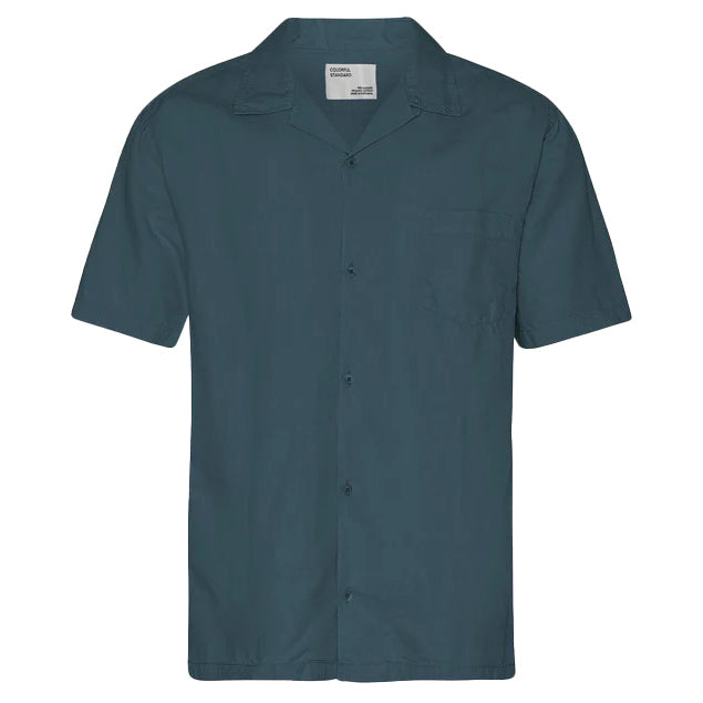 Short Sleeve Linen Shirt Petrol Blue