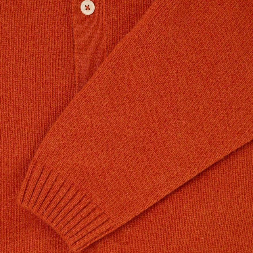 Edwin Mars Polo Cardigan Knit Orange Garment Wash Cuff Detail