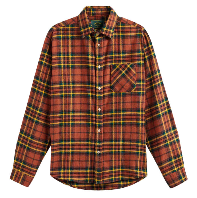 Farol Plaid Flannel Shirt Rust