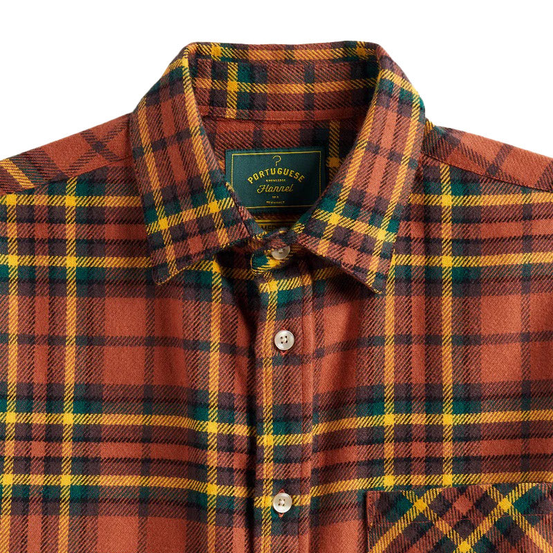 Farol Plaid Flannel Shirt Rust