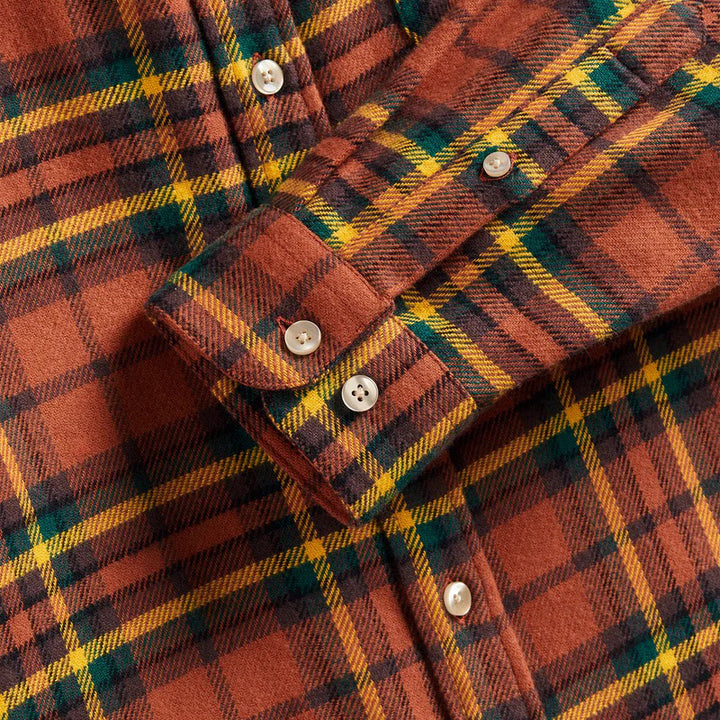 Farol Plaid Flannel Shirt Rust