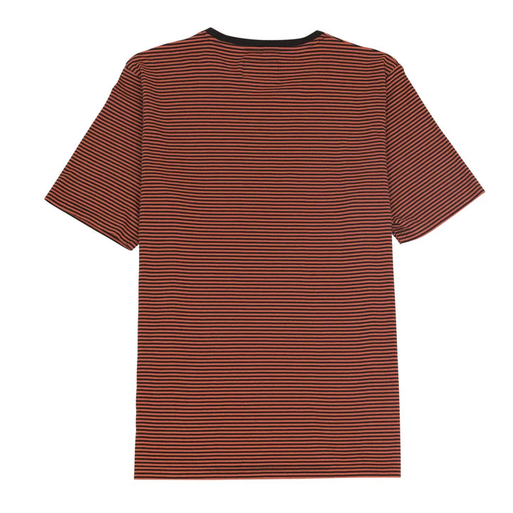 Folk 1 x 1 Stripe Tee Rust / Brown Back