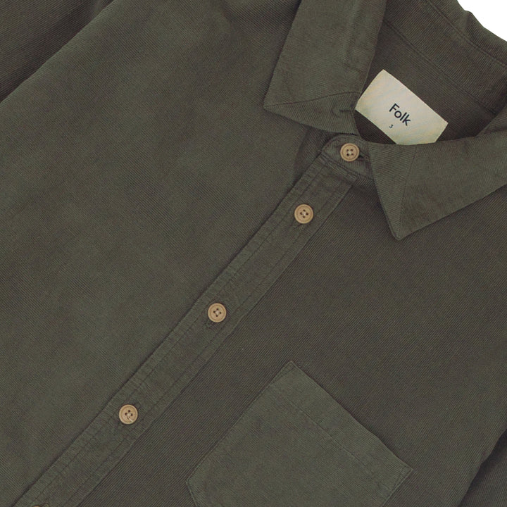 Folk Direction Babycord Shirt Olive Close Up