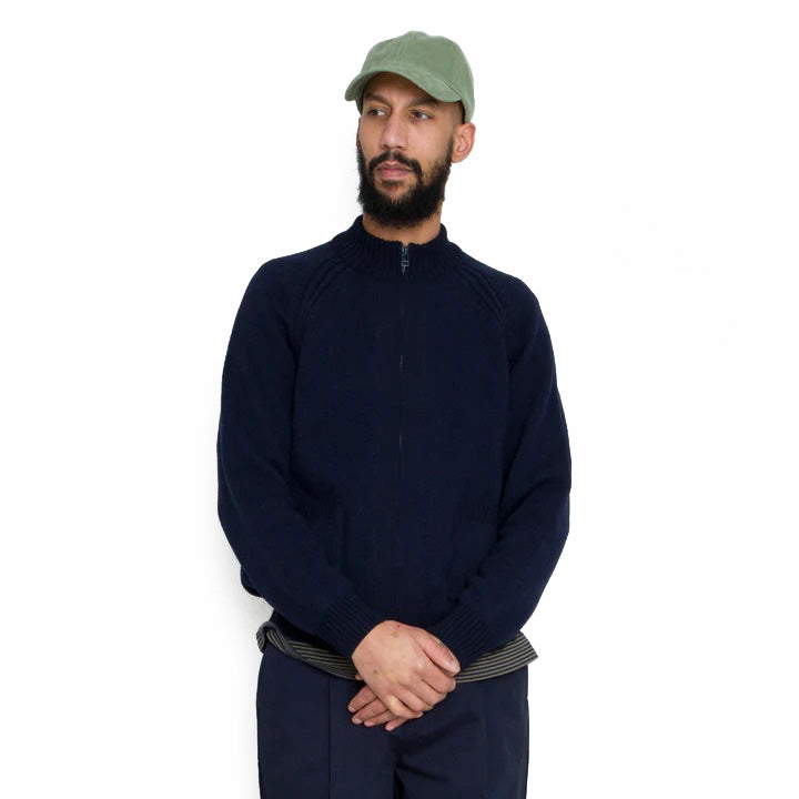 Knitted Zip Thru Bomber Navy