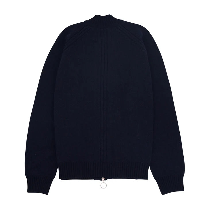 Folk Knitted Zip Thru Bomber Navy Back