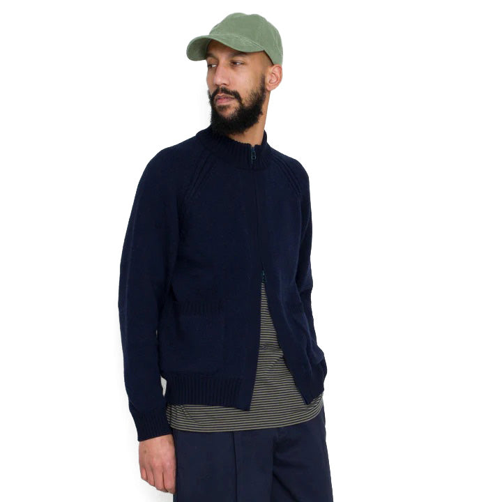 Knitted Zip Thru Bomber Navy