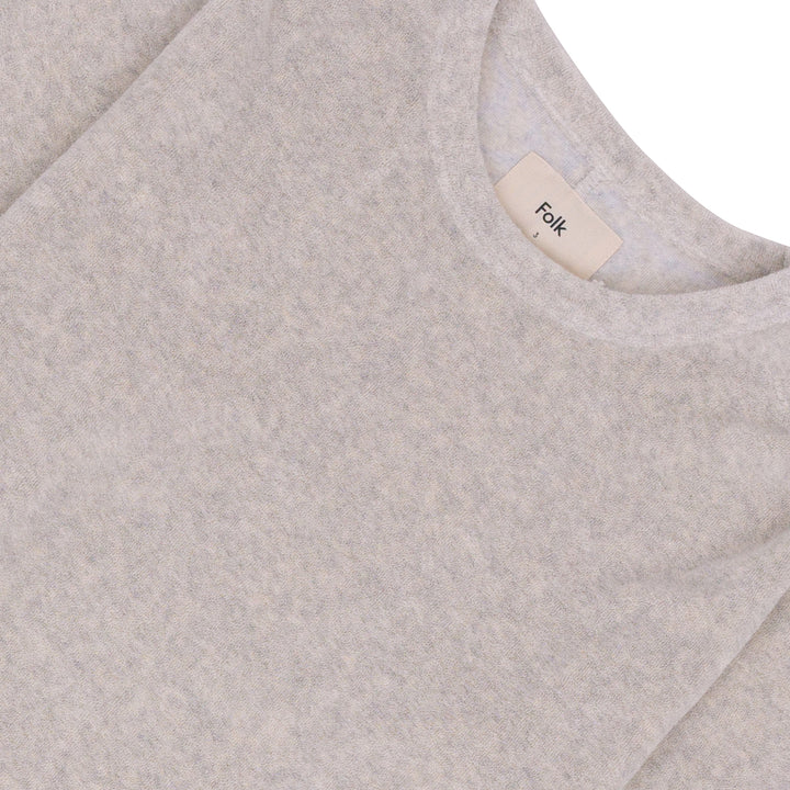 Folk Long Sleeve Loopback Tee Grey Melange Close Up