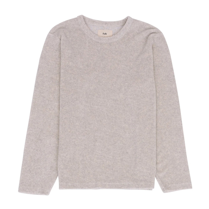 Folk Long Sleeve Loopback Tee Grey Melange Front