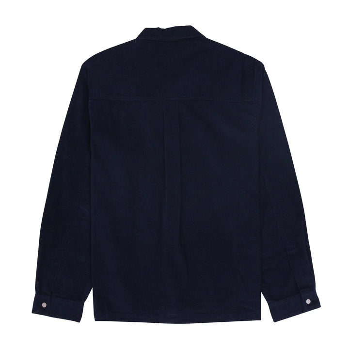 FOLK Patch Overshirt Microcheck Cord indigo blue Back View.jp