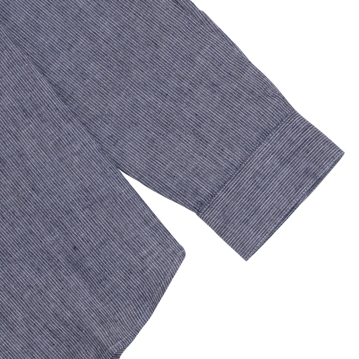 Folk Relaxed Shirt Linen Stripe Indigo Cuff Detail