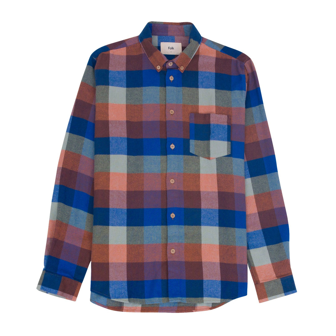 Folk Relaxed Shirt Rust Navy Mix Front