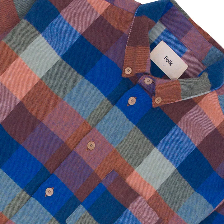 Folk Relaxed Shirt Rust Navy Mix Close Up