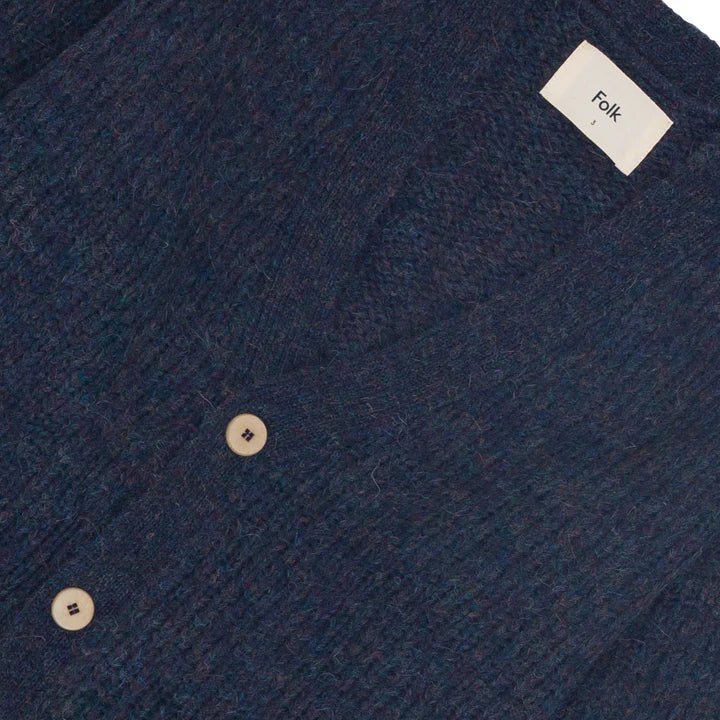 Folk Signal Cardigan Smoke Blue Close Up