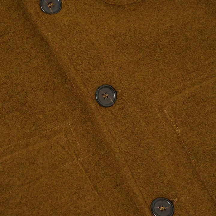 Field Jacket Mustard Wool Fleece Button Closure