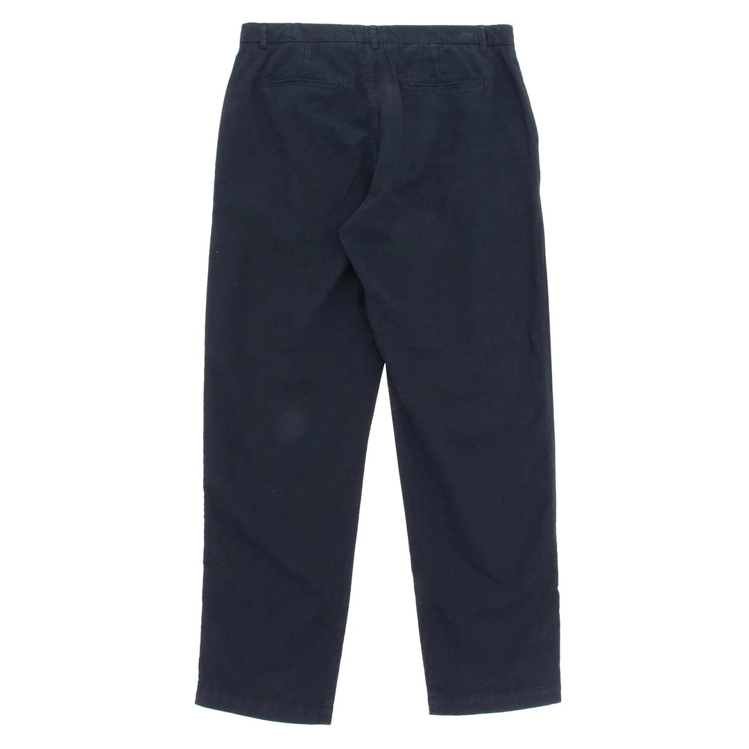 Fixed Waistband Cotton Linen Trouser Soft Navy