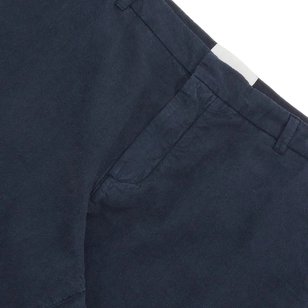 Fixed Waistband Cotton Linen Trouser Soft Navy