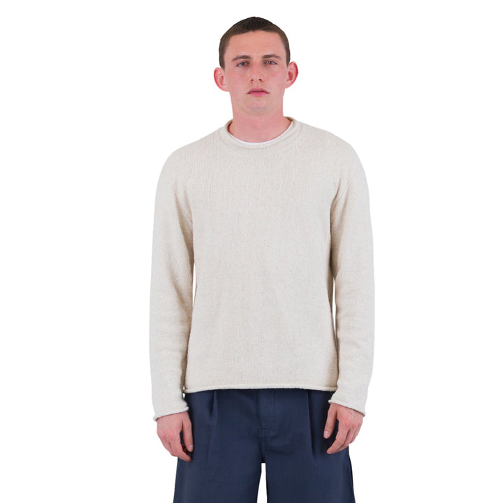 Folk Slouch Crew Ecru Model Front Image