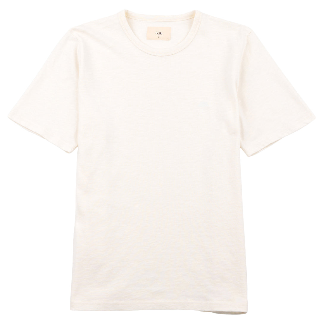 Folk Slub Tee Ecru_Off White Front