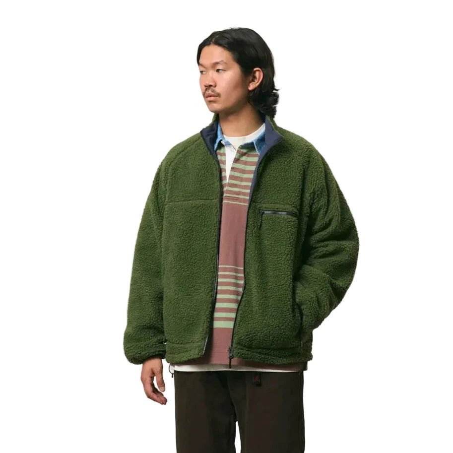 Gramicci Reversible Sherpa Jacket Olive/Navy Model Front