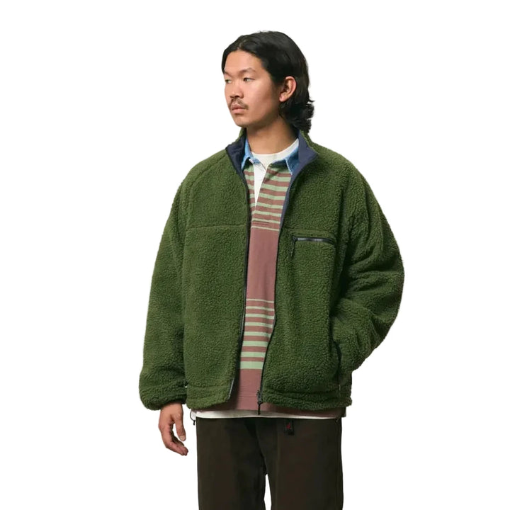 Gramicci Reversible Sherpa Jacket Olive/Navy Model Front