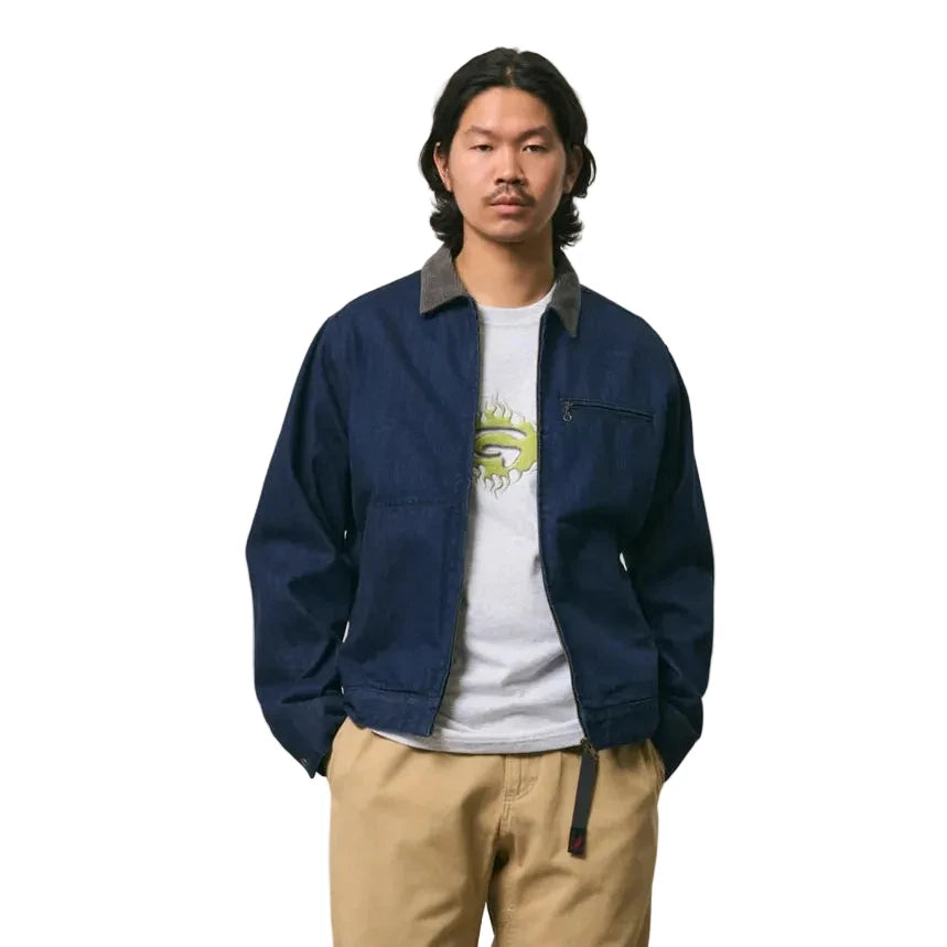 Gramicci Japanese Denim Trucker Jacket Model Front Image