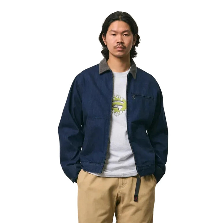 Gramicci Japanese Denim Trucker Jacket Model Front Image