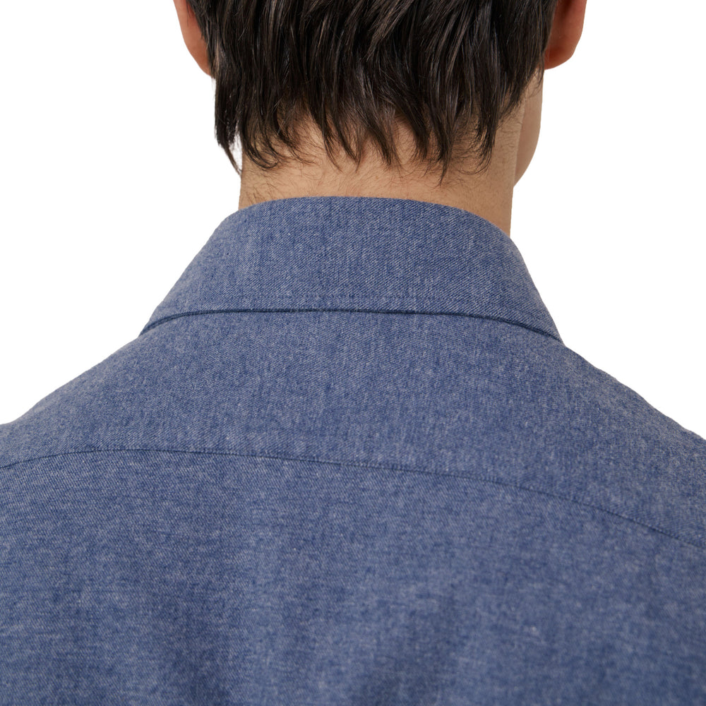 Hartford Paul Woven Flannel Shirt Denim Back