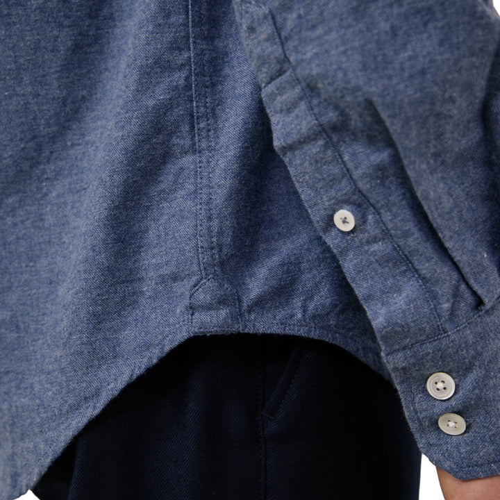 Hartford Paul Woven Flannel Shirt Denim Hem Detail
