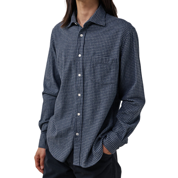 Hartford Paul Woven Flannel Shirt Navy Front