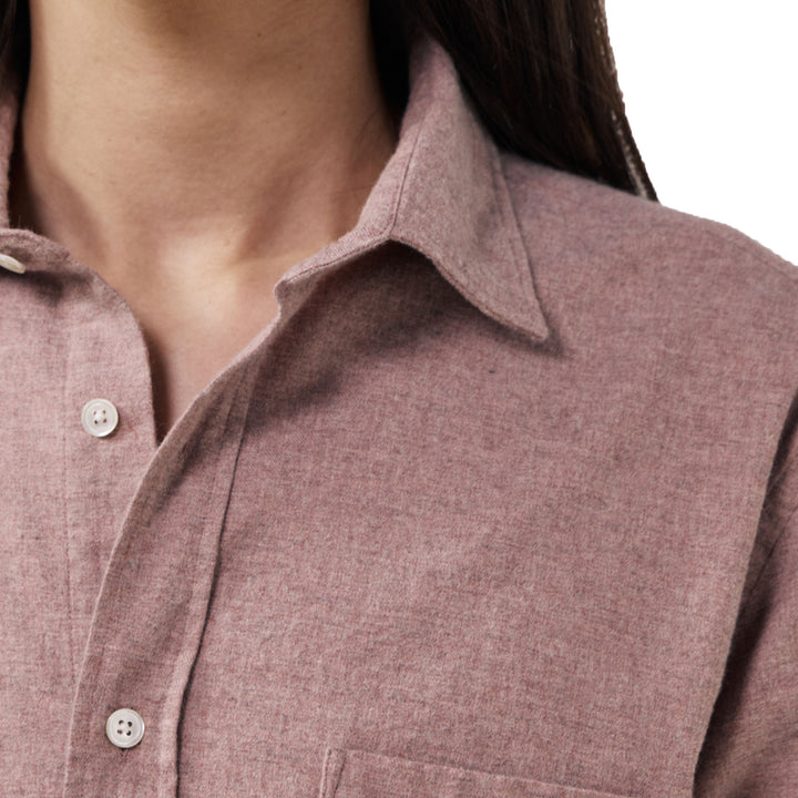 Hartford Paul Woven Flannel Shirt Old Pink Front Close  Up