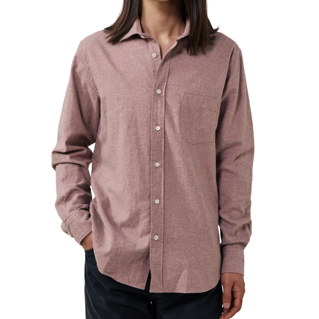 Hartford Paul Woven Flannel Shirt Old Pink Front