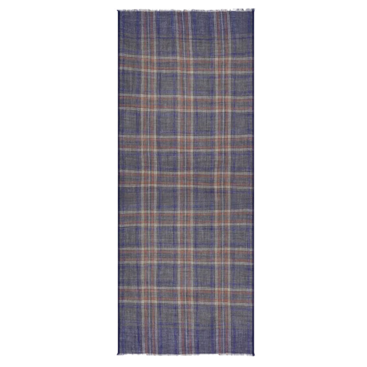 Hartford Wool Tartan Scarf Indigo/Grey/Camel