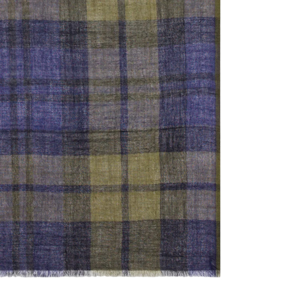 Hartford Wool Tartan Scarf Navy/Indigo/Olive