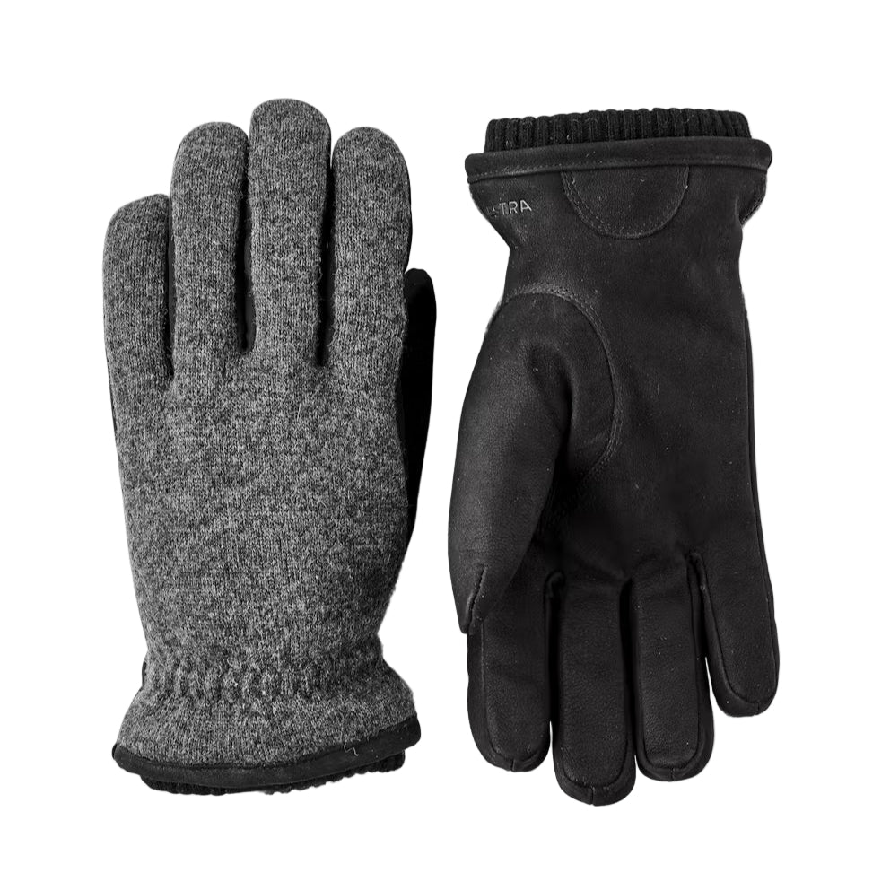Hestra Gloves Noah Leather Wool Charcoal Black Pair