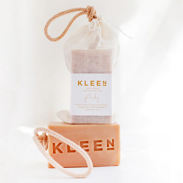 Kleensoaps Get Lucky Soap On A Rope Soap and Pouch Image