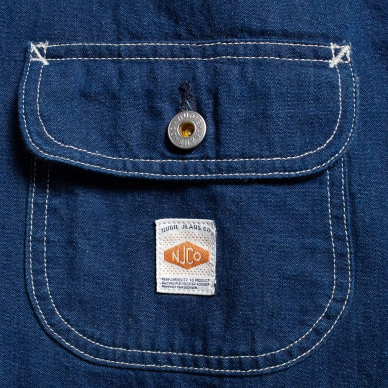 Jimmy Utility Denim Jacket Denim Blue Pocket Detail Image