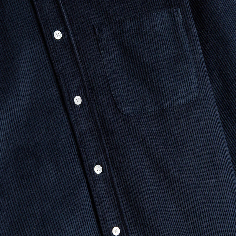 Portuguese Flannel Lobo Navy Cord Shirt Navy Close Up