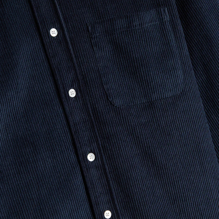Portuguese Flannel Lobo Navy Cord Shirt Navy Close Up