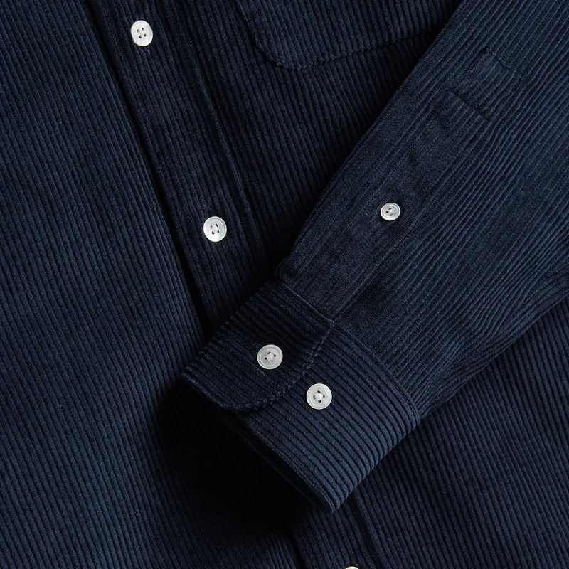 Portuguese Flannel Lobo Navy Cord Shirt Navy Cuff Detail