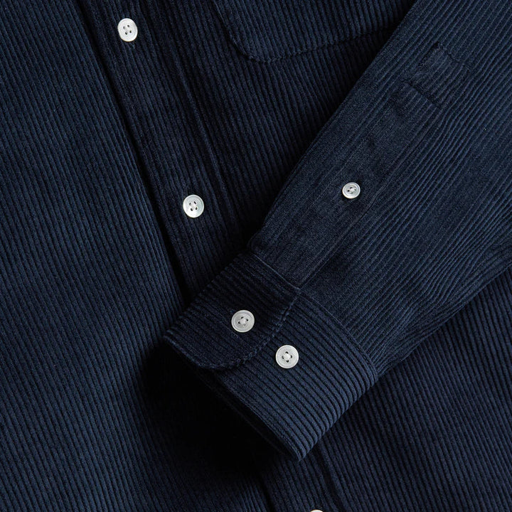 Portuguese Flannel Lobo Navy Cord Shirt Navy Cuff Detail