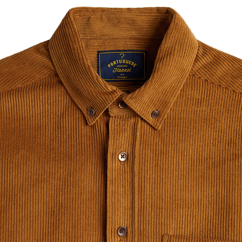 Portuguese Flannel Lobo Prairie Cord Shirt Prairie Collar Close Up